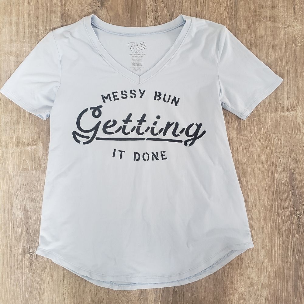 Gold‎ Rush Messy Bun Getting It Done Short Sleeve Casual T-Shirt Womens Medium